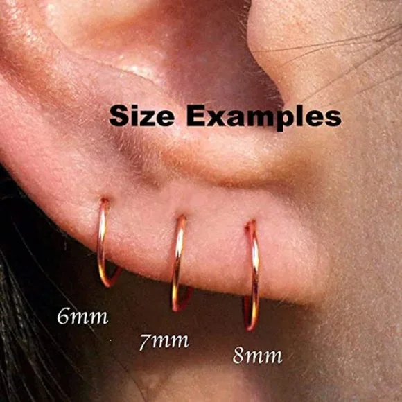 14K Rose Gold Filled Multi Size Open Piercing Hoops Cartilage Helix Tragus - Picture 6 of 7